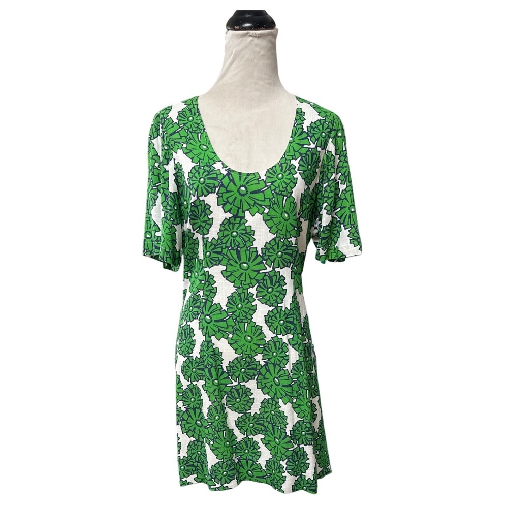 Porridge Clothing Green Floral Mini Dress Linen Blend Cottagecore Size S - Picture 6 of 12